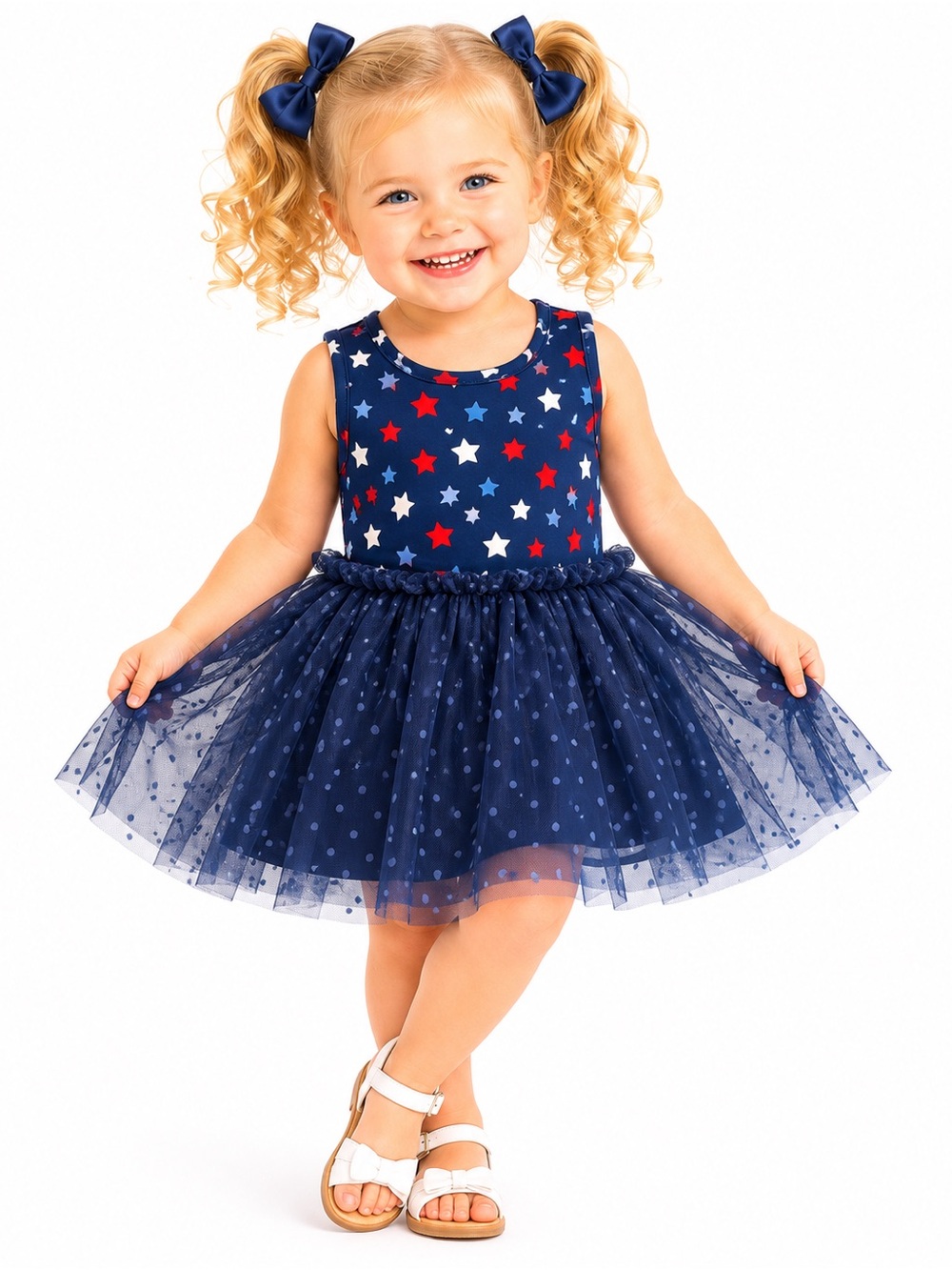 Navy Star Tulle Toddler Dress